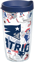 Load image into Gallery viewer, Tervis 1248021 NFL New England Patriots All Over Tumbler with Wrap and Navy Lid 16oz, Clear