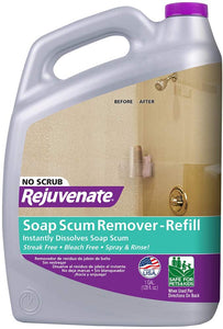 Rejuvenate Scrub Free Soap Scum Remover Non-Toxic Non-Abrasive Cleaning Formula - Spray and Rinse for Streak Free Finish on Glass, Ceramic Tile, Chrome, Plastic and More