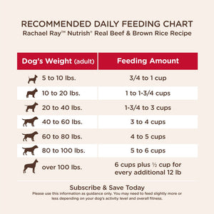 Rachael Ray Nutrish Natural Dry Dog Food, Real Beef & Brown Rice Recipe, 6 Lbs