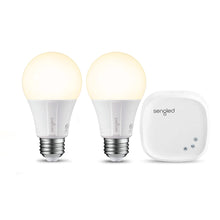 Load image into Gallery viewer, Sengled Smart LED Soft White A19 Starter Kit, 2700K 60W Equivalent, 8 Light Bulbs &amp; Hub