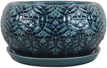 Load image into Gallery viewer, 10 in. Dia. Ceramic Crackle Blue Rivage Bowl