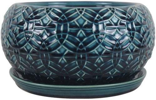10 in. Dia. Ceramic Crackle Blue Rivage Bowl