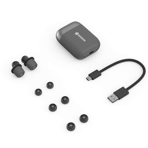Rowkin Ascent Micro True Wireless Earbud Headphones: 17+ Hours, Bluetooth 5, Small Headphones & Charging Case Deep Bass Mic Quick Pairing & Noise Reduction for Android Samsung & iPhone (Slate Gray)