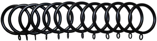1 in. Matte Black Drapery Rings with Grommets (12-Pack) for 1 in. or 1 3/8 in. poles