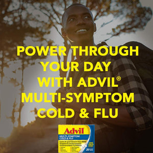 Advil Multi-Symptom Cold And Flu, 200mg Ibuprofen, Pain And Fever Reducer, (20 Count), Nasal Decongestant, Fast Relief, Headache, Runny Nose, Sneezing, Body Aches And Sinus Pressure