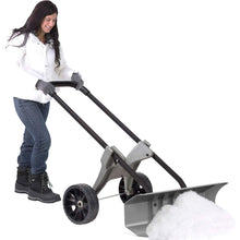 Load image into Gallery viewer, Power Dynamics 30 Inch SnoDozer Rolling Snow Shovel on Wheels - Made in USA Foldable for Easy Storage Ergonomic Snow Removal Plow with Heavy Duty Tires