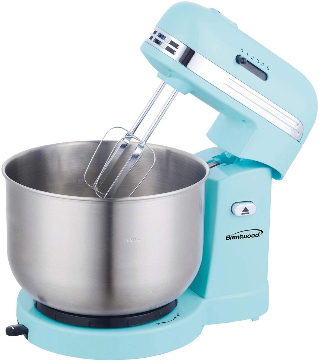 Brentwood 5-Speed Stand Mixer with 3 Quart Stainless Steel Mixing Bowl