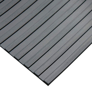 "Wide Rib" Rubber Flooring Mat - 1/8" Thick x 4ft x 10ft - Black Runner Mats