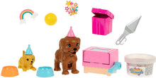 Load image into Gallery viewer, Barbie Doll (11.5-inch Brunette) and Puppy Party Playset with 2 Pet Puppies, Dough, Cake Mold and Accessories, Gift for 3 to 7 Year Olds