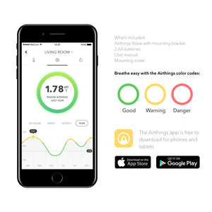 Airthings Wave Smart Radon Detector with free app – Easy-to-Use – Temp and Humidity – Accurate – No Lab Fees – Battery Operated