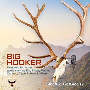 Skull Hooker Big Hooker European Trophy Mount – Perfect Kit for Hanging and Mounting Taxidermy Elk, Moose, & Caribou Antlers Skulls for Display – Graphite Black
