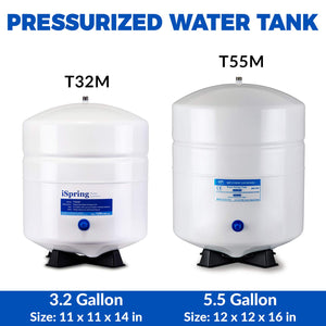 iSpring T32M Pressurized Water Storage Tank with Ball Valve for Reverse Osmosis RO Systems 4 Gallon