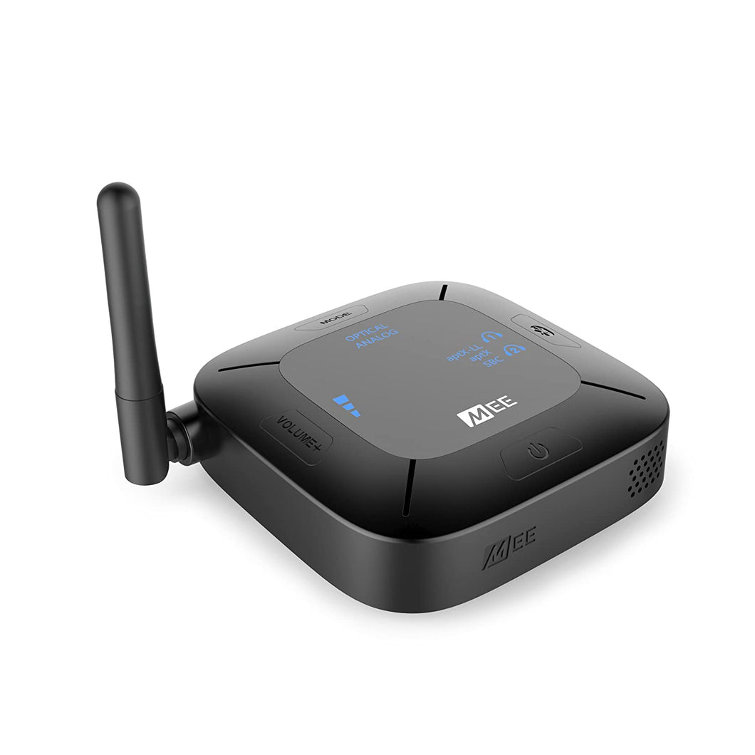 MEE audio Connect Hub Universal Dual Headphone and Speaker Bluetooth Audio Transmitter and Receiver for TV with aptX Low Latency, optical and analog pass-through, extended range, and volume boost