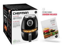 Load image into Gallery viewer, Chefman 3.5 Liter/3.6 Quart Air Fryer with Space Saving Flat Basket Oil Airfryer w/Dishwasher Safe Parts, 60 Minute Timer and Auto Shut Off, BPA Free, Large, Black