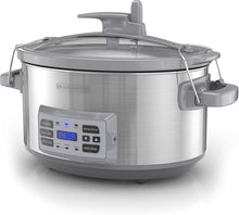 Load image into Gallery viewer, BLACK+DECKER SCD7007SSD 7-Quart Digital Slow Cooker with Temperature Probe + Precision Sous-Vide, Capacity, Stainless Steel