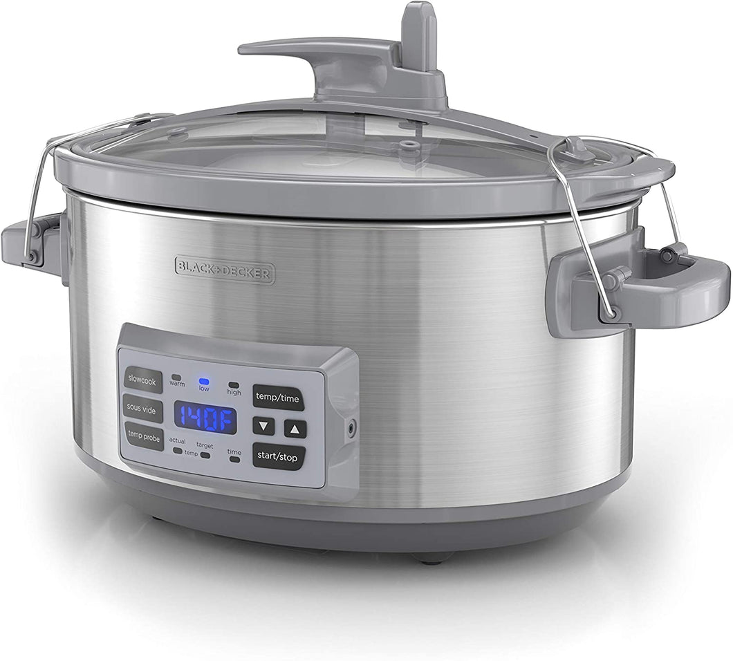 BLACK+DECKER SCD7007SSD 7-Quart Digital Slow Cooker with Temperature Probe + Precision Sous-Vide, Capacity, Stainless Steel