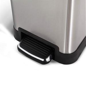 Home Zone Stainless Steel Kitchen Trash Can with Semi-Round Design and Step Pedal