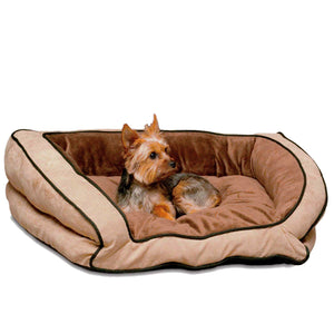 K&H Pet Products Bolster Couch Pet Bed  Small Mocha/Tan 21" x 30"