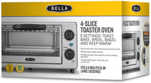 Load image into Gallery viewer, BELLA 4 Slice Countertop Toaster Oven, 1000 Watt Quartz Element