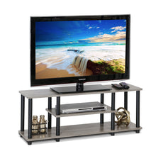 Load image into Gallery viewer, Furinno 12250GYW/BK Turn-N-Tube 3-Tier Entertainment TV Stand Round, French Oak Grey/Black