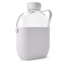 Load image into Gallery viewer, Hip 22-oz Flat Water Bottle Flask with Textured Silicone Sleeve and Carrying Handle - Tritan BPA-Free Plastic (Cloud)