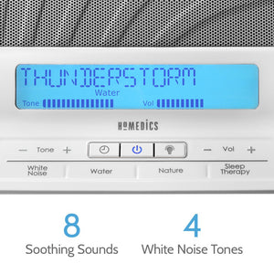 HoMedics  Deep Sleep II Therapy Machine | White Noise Device, LCD Screen, Remote, Timer, Dimmer, Dual Speakers | 12 Soothing Nature Sounds, Masks Distractions, 8 Sleep Therapy Programs