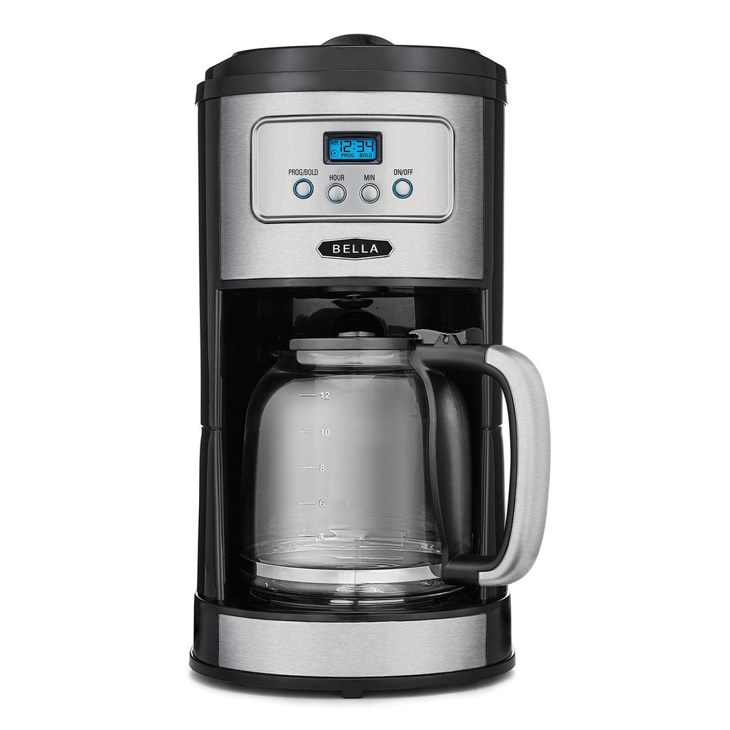 BELLA Classics 12 Cup Programmable Coffee Maker, Bold Brew Stainless and Chrome