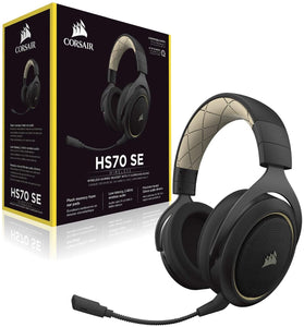 CORSAIR HS70 Wireless Gaming Headset - 7.1 Surround Sound Headphones for PC - Discord Certified - 50mm Drivers