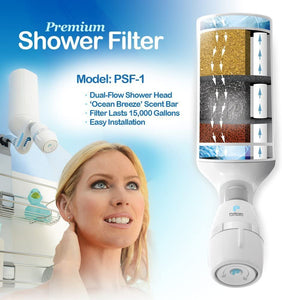 Pelican Water PSF-1NH 3-Stage Premium Shower Filter Without Head, White
