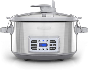 BLACK+DECKER SCD7007SSD 7-Quart Digital Slow Cooker with Temperature Probe + Precision Sous-Vide, Capacity, Stainless Steel