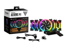 Load image into Gallery viewer, GAMDIAS RGB Case Fan 120mm Dual Light Loop Motherboard Sync with Remote Control Color - Five Fan Pack Cooling Aeolus M1-1205R