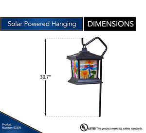 Moonrays 92276 Solar Powered Hanging Floral Stained Glass LED Light