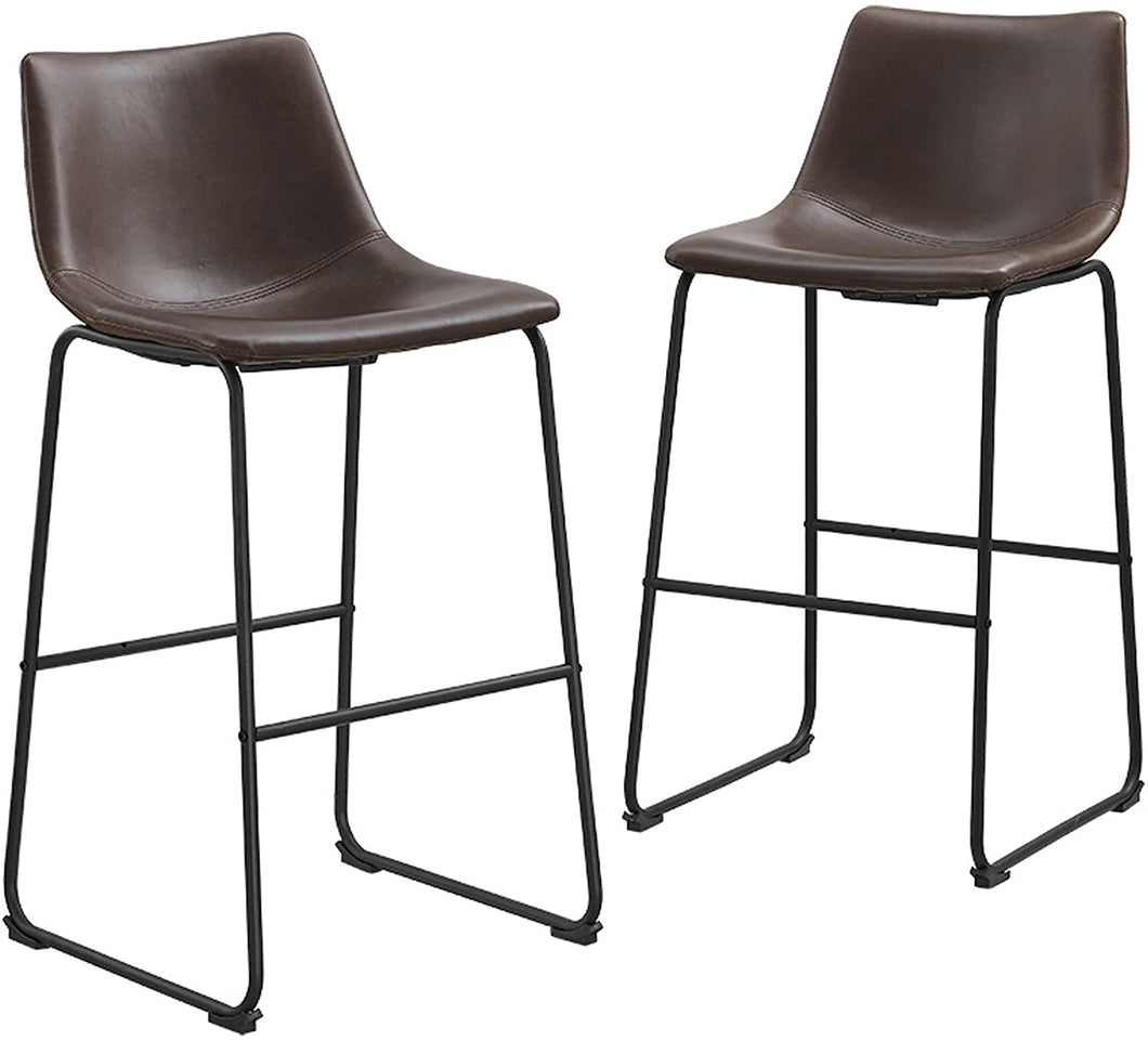 Walker Edison Douglas Urban Industrial Faux Leather Armless Dining Chairs