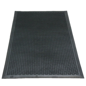 Rubber-Cal DuraScraper Linear Commercial Rubber Entrance Door Mat - 3/8 in x 36 in x 60 in - Black