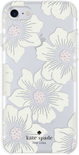 Load image into Gallery viewer, Kate Spade New York Phone Case|For Apple iPhone 8, iPhone 7, iPhone 6S, and iPhone 6|Protective Phone Cases with Slim Design, Drop Protection,and Floral Print-Hollyhock Cream/Blush/Crystal Gems/Clear