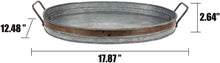Load image into Gallery viewer, Stonebriar Oval Galvanized Metal Serving Tray with Rust Trim and Metal Handle