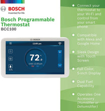 Load image into Gallery viewer, Bosch BCC100 Connected Control Smart Phone Wi-Fi Thermostat - Works with Alexa - Touch Screen