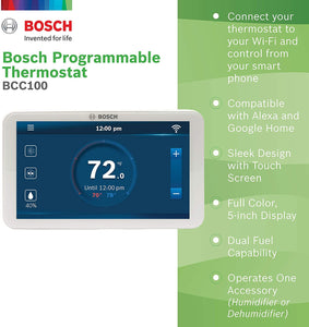 Bosch BCC100 Connected Control Smart Phone Wi-Fi Thermostat - Works with Alexa - Touch Screen