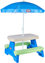 Load image into Gallery viewer, Little Tikes Easy Store Jr. Picnic Table with Umbrella - Blue / Green
