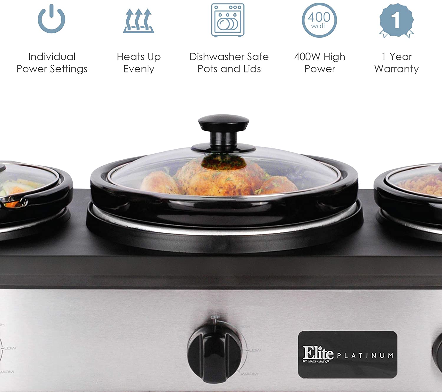 Elite Platinum Maxi-Matic Triple Slow Cooker
