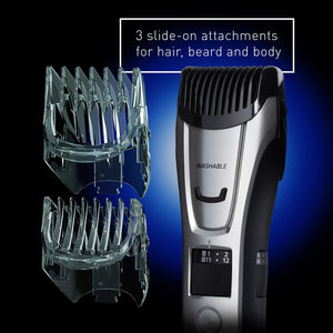Panasonic Body and Beard Trimmer for Men ER-GB80-S, Cordless/Corded Hair Clipper, 3 Comb Attachments and 39 Adjustable Trim Settings, Washable
