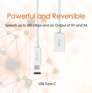 j5create USB Type-C 3.1 to Type-A Adapter | Supports USB3.1 Gen1 (5 Gbps), USB 2.0 (480 Mbps) and an Output of 1.5A | Compatible with USB 3.0 and USB 2.0 Devices