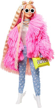 Load image into Gallery viewer, Barbie Extra Doll #3 in Pink Fluffy Coat with Pet Unicorn-Pig, Extra-Long Crimped Hair, Including Candy Bar Clutch &amp; Gummy Bear Ring, Multiple Flexible Joints, Gift for Kids 3 Years Old &amp; Up
