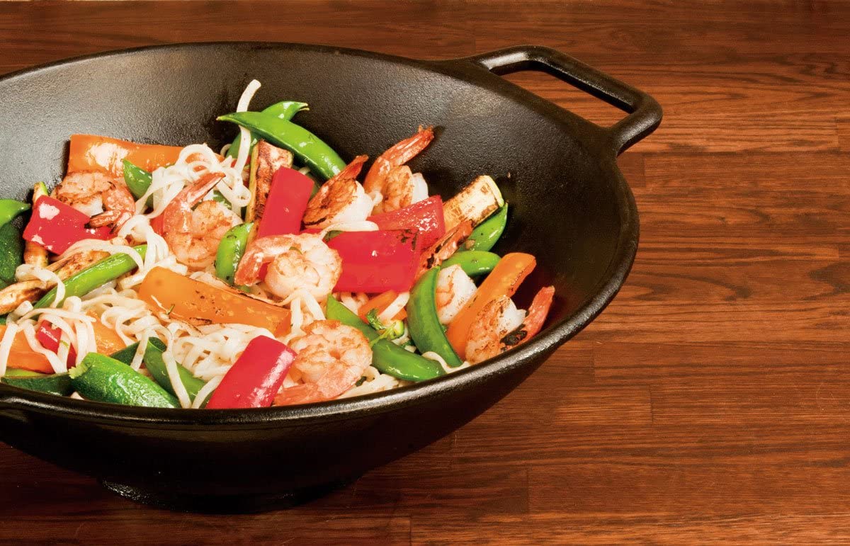 Lodge Pro-Logic Wok With Flat Base and Loop Handles, 14-inch