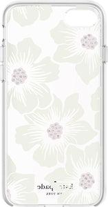 Kate Spade New York Phone Case|For Apple iPhone 8, iPhone 7, iPhone 6S, and iPhone 6|Protective Phone Cases with Slim Design, Drop Protection,and Floral Print-Hollyhock Cream/Blush/Crystal Gems/Clear
