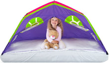 Load image into Gallery viewer, GigaTent Kids Purple Double Kids Sleep Tent – Use On Top or Off Bed – Easy Setup, 6 Mesh Windows, Fiberglass Poles, Removable Washable Sheet, Folds Flat – Indoors and Outdoors