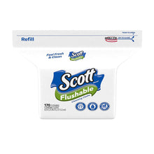 Load image into Gallery viewer, Scott Flushable Wipes, Fragrance-Free, Refill bag with 170 Wipes Total
