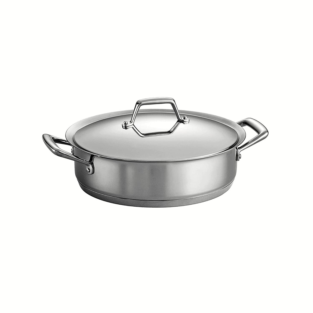 Tramontina 80101/005DS Gourmet Prima Stainless Steel, Induction-Ready, Impact Bonded, Tri-Ply Base Covered Casserole, 5 Quart, Made in Brazil