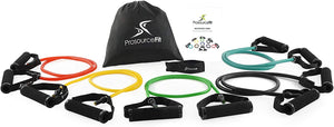 Prosource Fit Premium Heavy Duty Double Dipped Latex Stackable Resistance Band with Door Anchor and Exercise Chart