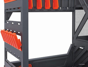 NERF Elite Blaster Rack - Storage for up to Six Blasters, Including Shelving and Drawers Accessories, Orange and Black